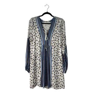 Free People Tunic Dress Size S Rain or Shine Lace Up Boho Peasant Mini Pockets
